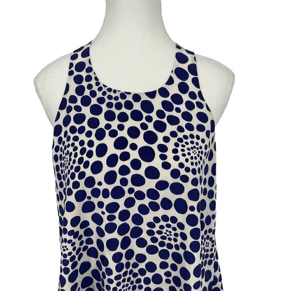 Alice + Olivia Silk Mini Dress Polka Dot Blue White Racerback Small - Picture 2 of 9